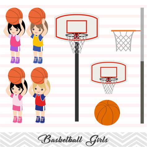 Girls Basketball Digital Clip Art Sport Girls Basketball Team Clipart