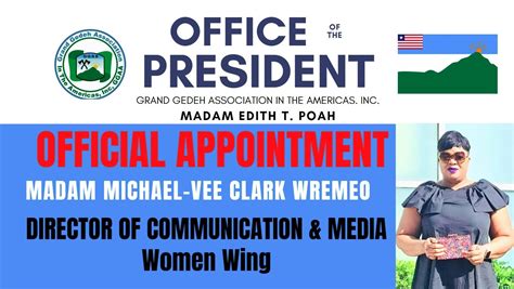 President Poah Appoints Madam Michael Vee Clark Wremeo As Director Of