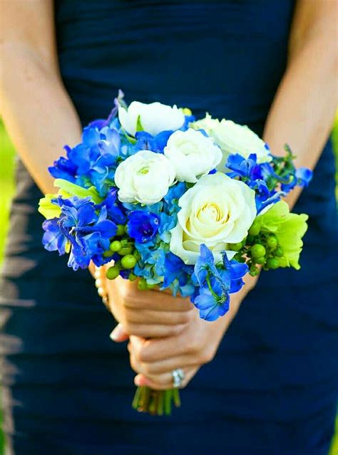 Stunning Wedding Bouquet Which Includes Blue Delphinium White
