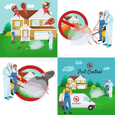 Pest Control Concept With Insects Exterminator Silhouette Flat Vector