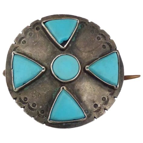 Antique Navajo Manta Pin Circa 1920 Turquoise Jewelry Native