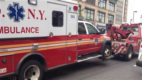 Rare Large Fdny Tow Truck Wrecker Towing A New Fdny Ambulance On W