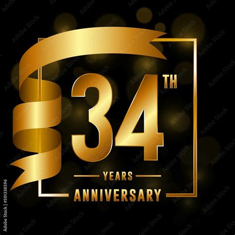34th Anniversary Logotype Anniversary Celebration Template Design With