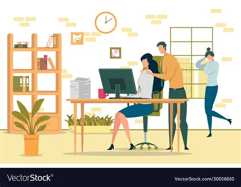 Harassment At Workplace Flat Royalty Free Vector Image