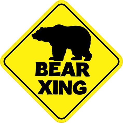 6in X 6in Bear Crossing Sticker Vinyl Caution Sign Road Signs Stickers
