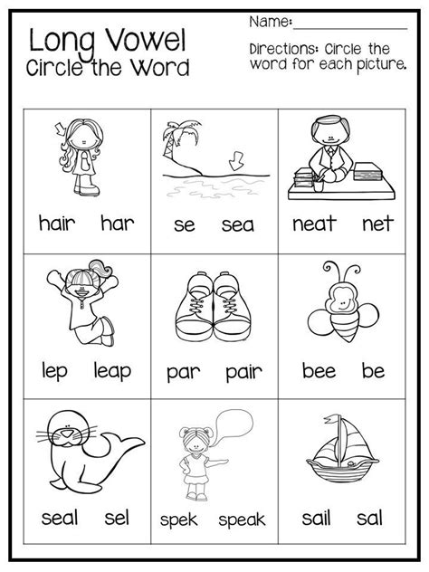 10 Printable Long Vowel Words Worksheets 1st 2nd Grade Ela Etsy España