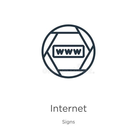 Internet Symbol Icon Thin Linear Internet Symbol Outline Icon Isolated