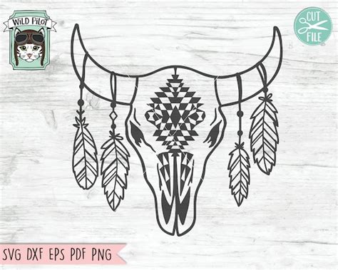 Cow Skull With Feathers Svg Cow Skull Svg File Cow Skull Etsy Hong Kong