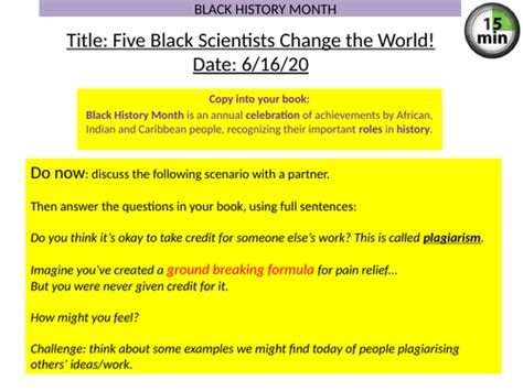 Black History Lesson Five Black Scientists Change The World Teaching