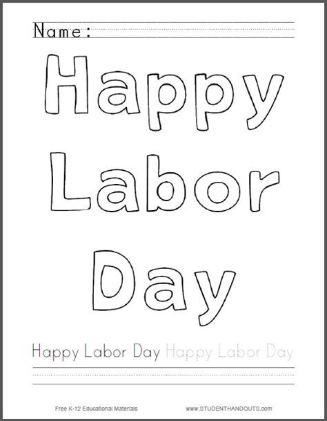 Happy Labor Day Coloring Page Student Handouts