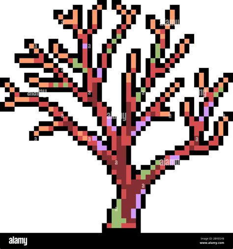 Vector Pixel Art Coral Decoration Isolated Stock Vector Image And Art Alamy