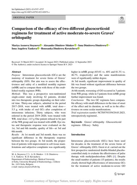 Comparison Of The Efficacy Of Two Different Glucocorticoid Regimens For