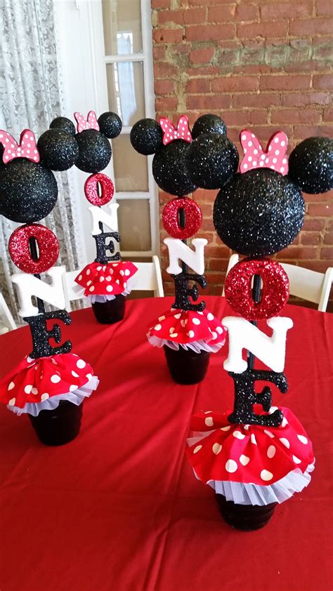 Minnie Mouse Or Mickey Mouse One First Birthday Centerpiece First