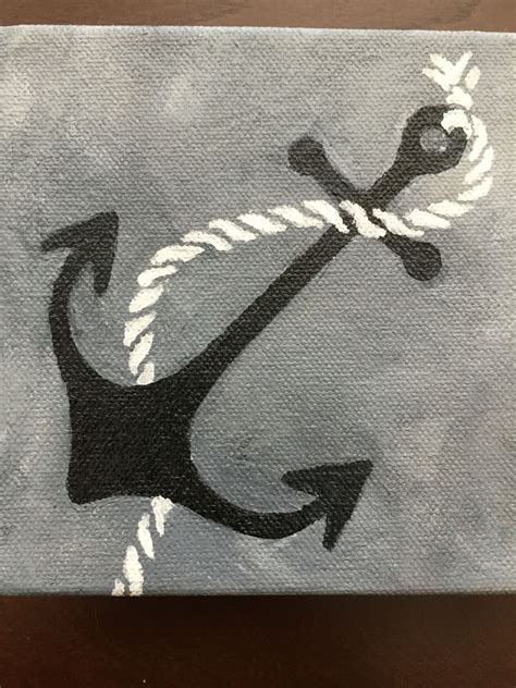 Anchor Away Acrylic Paint On 4 X 4 Canvas Small Canvas Paintings