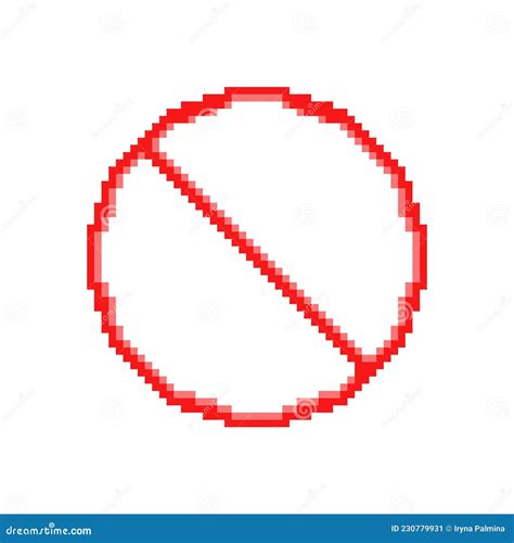 Red Round Pixel Prohibition Sign Template Stock Vector Illustration