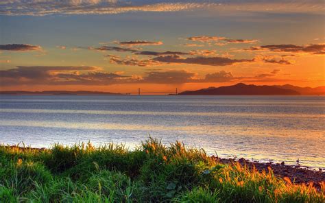 Wallpaper Landscape Sunset Sea Bay Nature Shore Reflection Sky