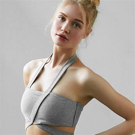 New Women S Sexy Sport Bra Athletic Yoga Top Fitness Running Solid Halter Padded Gym Vest Quick