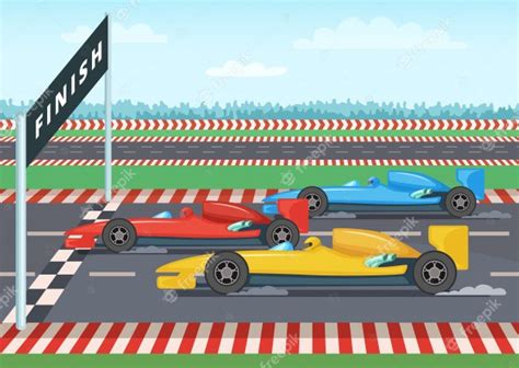 Race Cars On Finish Line Sport Background Illustration Car Speed