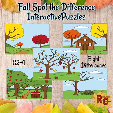 Spot The Difference Puzzles Grade 2 4 Fall Theme From Resources