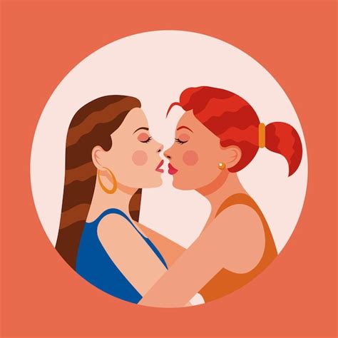 free vector flat lesbian kiss illustration