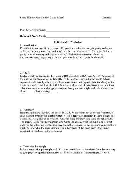 As critic, you're to pick apart the review paper and outline trouble areas, explaining. 12 Best Images of Writing Peer Review Worksheet - Argumentative Essay for Peer Review Worksheet ...