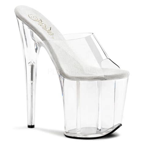 pleaser sexy stripper dancer shoes slip on tall clear platform 8 high heels ebay
