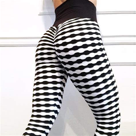 2018 new women scrunch leggings yoga pant push up butt leggings sexy stripe high waist yoga