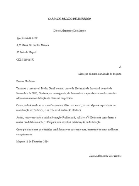 Carta Do Pedido De Emprego Currículo Idiomas