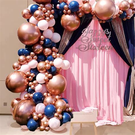 Buy Navy Pink Balloon Arch Blue Rose Gold Metallic Balloons Garland Kit