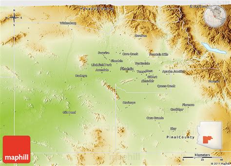 Physical 3d Map Of Maricopa County