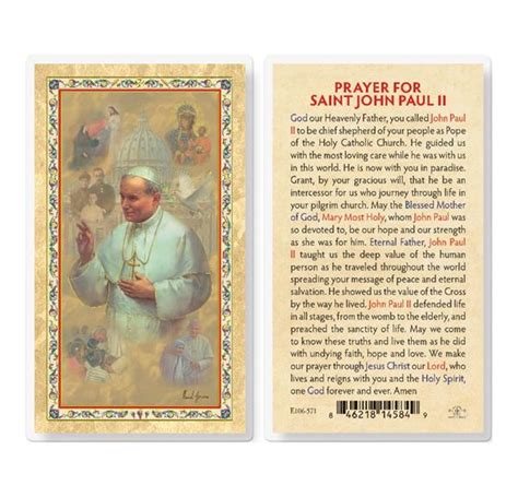 Prayer For St John Paul Ii Gold Stamped Laminated Holy Cards 25 Count