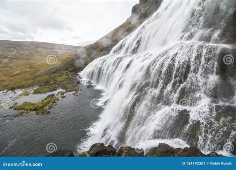 Majestic Dynjandi Waterfall Sight In West Fjords Iceland Stock Image