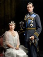 The wedding day portrait of the former Lady Elizabeth Bowes-Lyon and ...