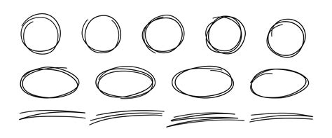 Hand Drawn Scribble Lines Circles And Ovals Doodle Sketch Underlines