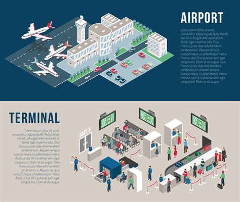 Airport Isometric Horizontal Banners 477849 Vector Art At Vecteezy