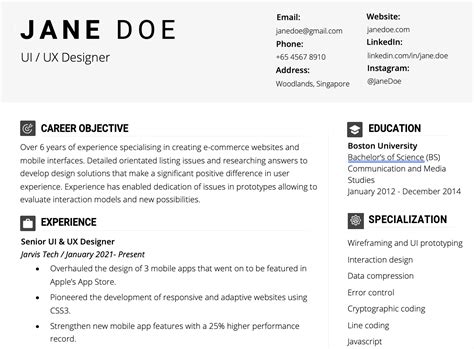 Ux Designer Resume Template Design Talk