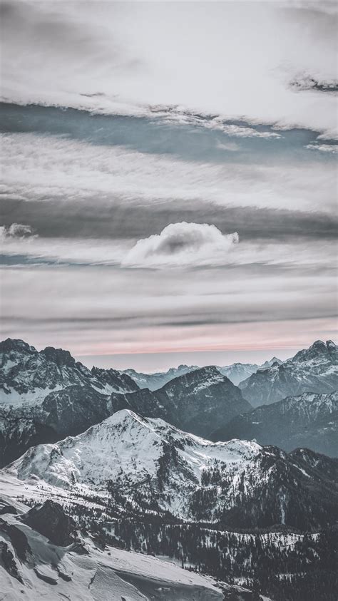 Snow Capped Mountains Under White Sky Iphone 8 Wallpapers Free Download
