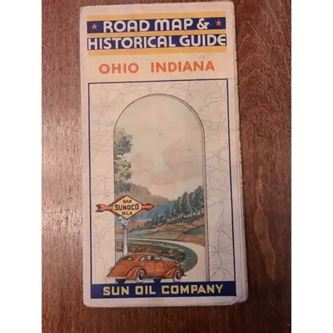 Ohio Indiana Road Map Courtesy Of Sunoco 1935 Edition 2157 Picclick