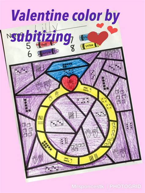 Valentine Color By Subitizing Math Valentines Valentine Coloring