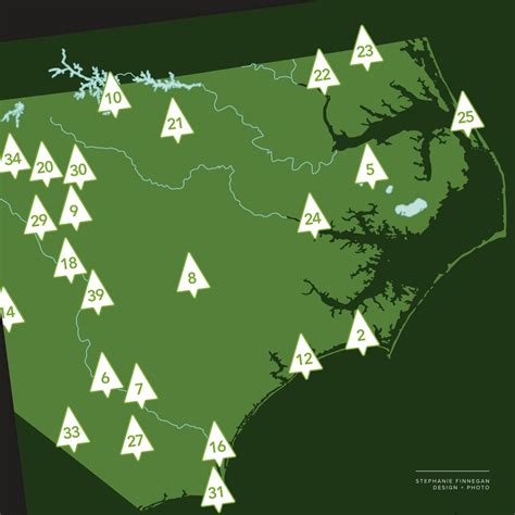 Nc State Parks Map Printable Map North Carolina Parks Etsy Israel