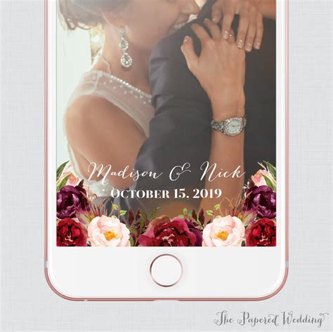 Marsala Floral Wedding Snapchat Filter Rustic Wine And Pink