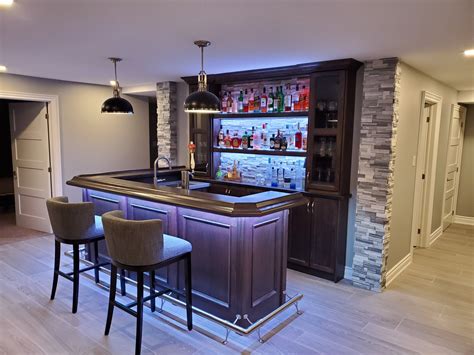 Custom Home Bar With Stone Accents Basement Bar Designs Home Bar