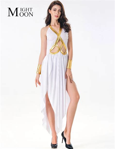 Moonight Sexy Roman Greek Goddess Costume White Grecian Beauty Costume Princess Fancy Dress