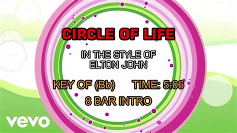 Elton John Circle Of Life Karaoke Youtube Music