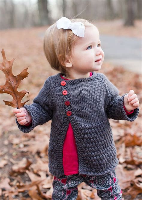 Free Knitting Pattern For Offset Front Baby Cardigan Long Sleeved