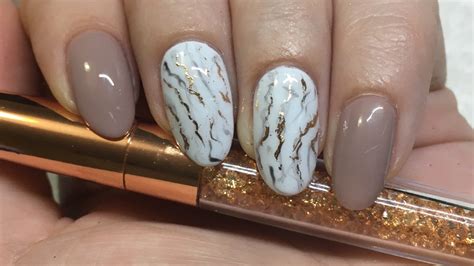 Nail Art Marble With Rose Gold Foil Gel Polish Youtube