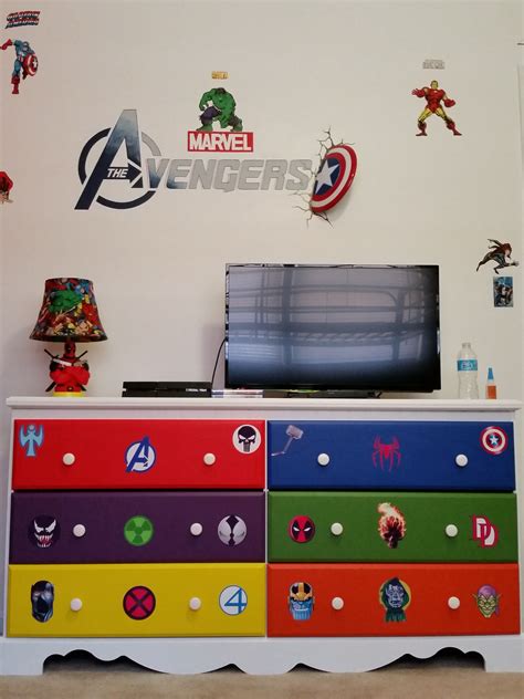 Marvel Dresser On Avengers Wall Kid Room Decor Superhero Room Boy