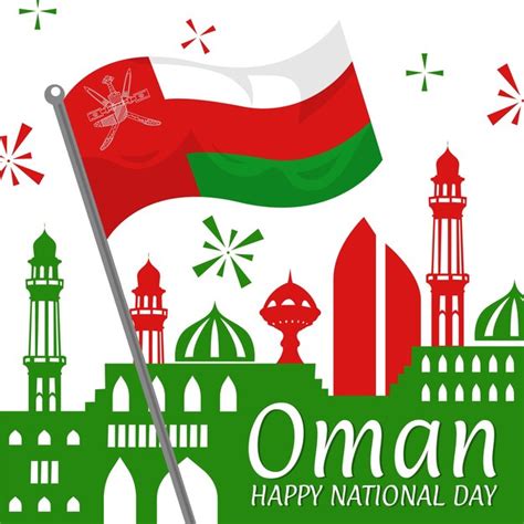 Free Vector National Day Of Oman With Flag
