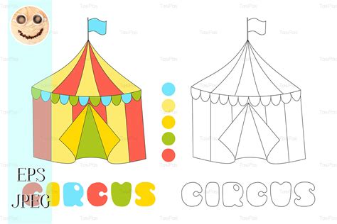 Vector Striped Circus Tent Coloring Book Page By Tasipas