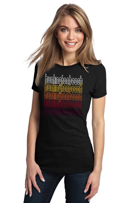 Huntington Beach Ca Retro Style Adult Ladies T Shirt Vintage Look California Ebay